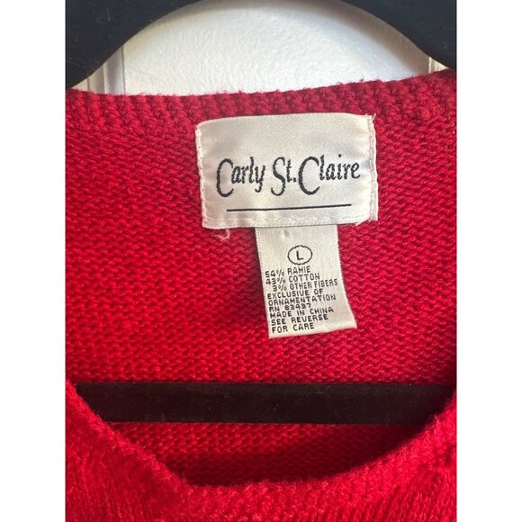 Vintage 90's Ugly Christmas Tree Sweater Women's L Knit Embroidered Sequins - Picture 3 of 8